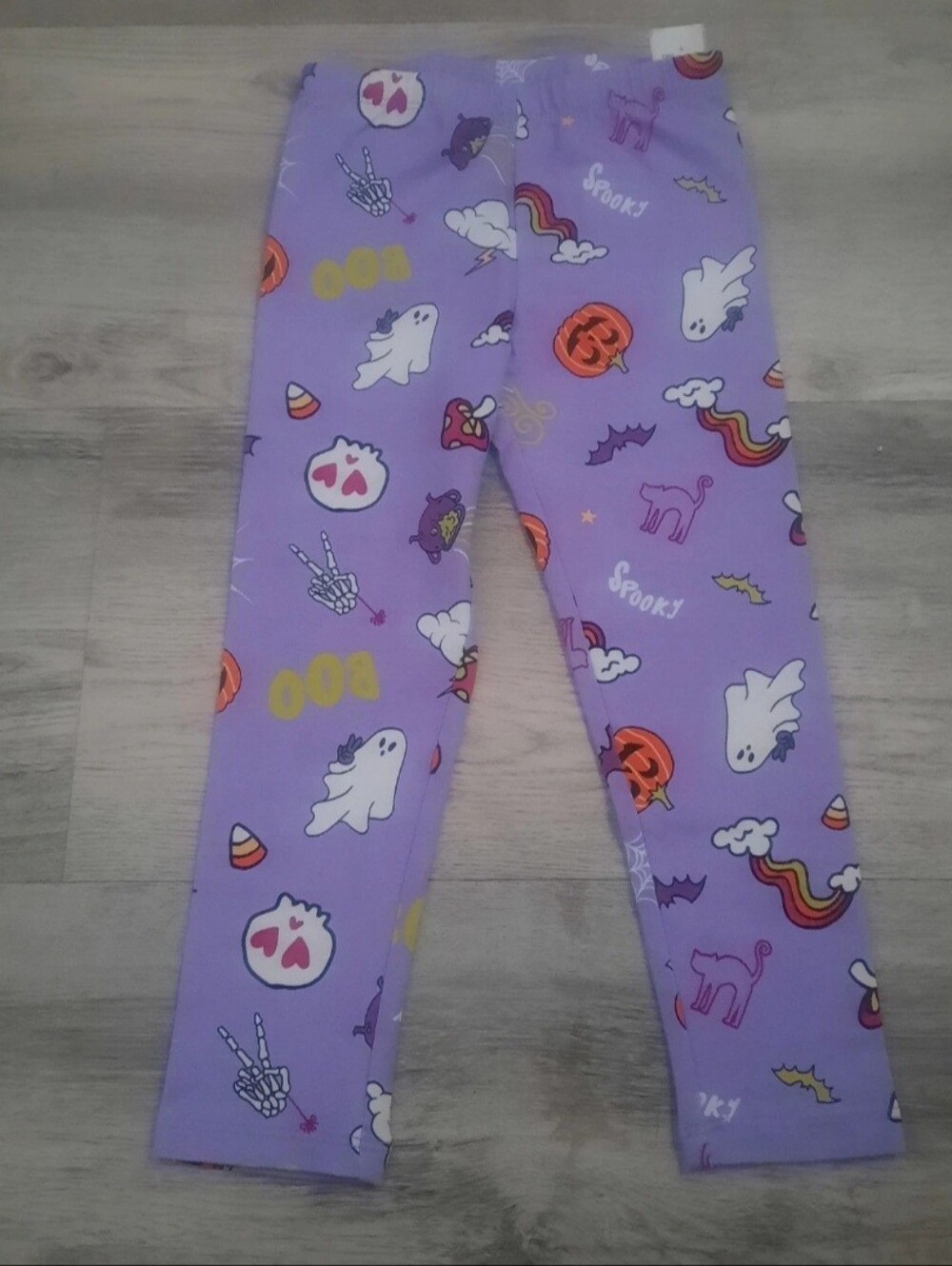 Kids Purple Halloween Ghost Print Leggings